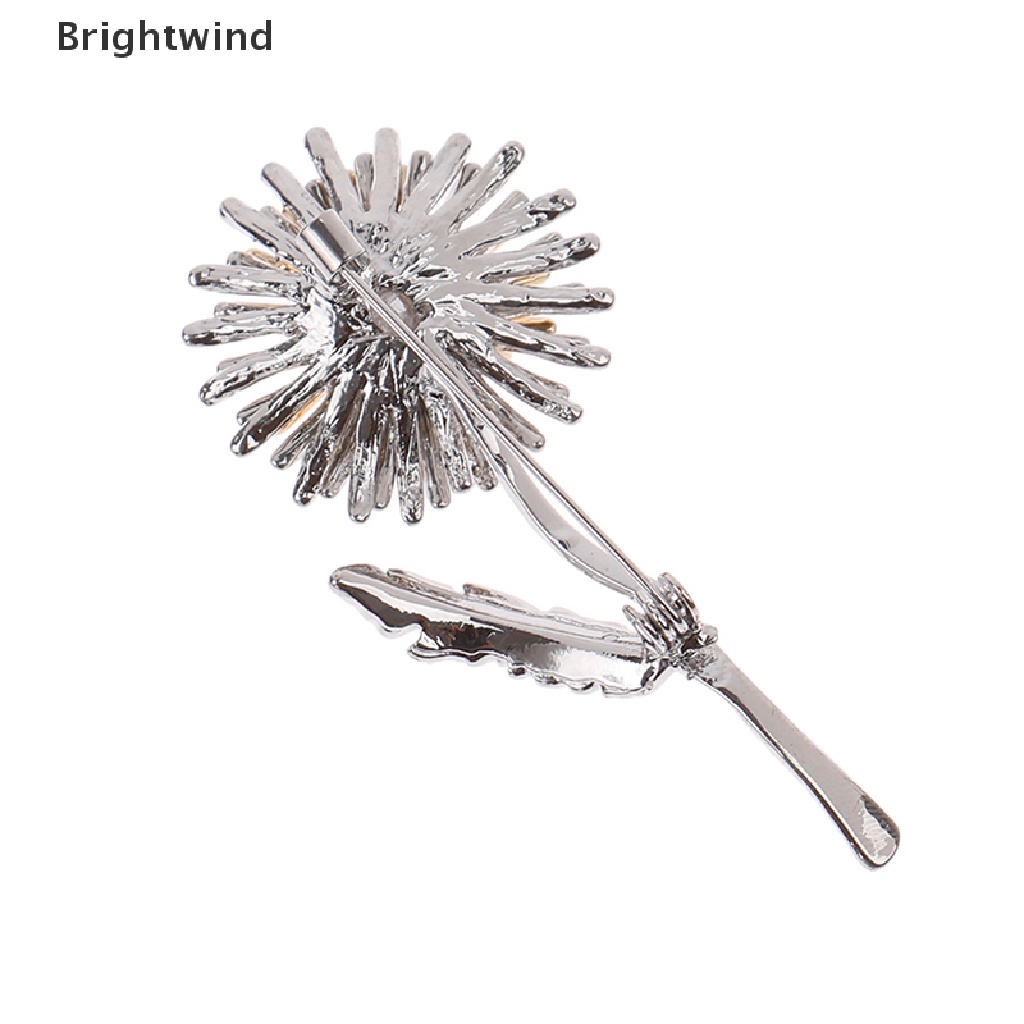 [Brightwind] Green Leaf Yellow Dandelion Flower Enamel Brooches Plants Brooch Pins Party Gift Hot Sell