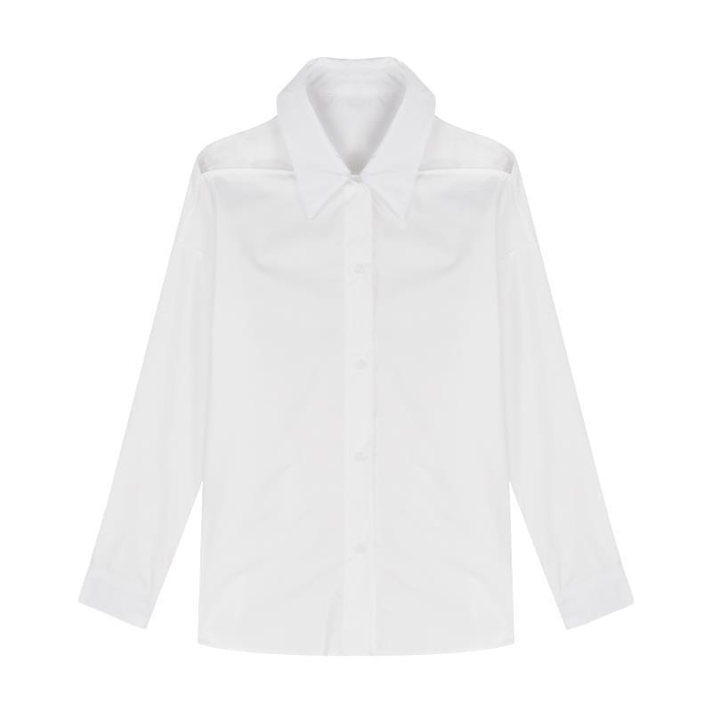 ┅Áo sơ mi trắng dáng rộng hở vai thiết kế trẻ trung cho nữ