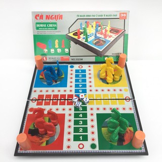 Bộ bàn cờ Cá Ngựa nam châm hộp xanh ( nhiều kích thước)