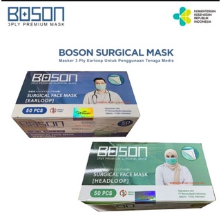 Image of BOSON SURGICAL Mask Earloop 3 ply / Masker Medis Isi 50 pcs