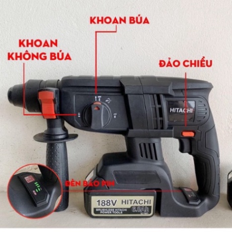 Máy Khoan Bê Tông Dùng Pin HITACHI 199V 3 Chức Năng Khoan Đục Khoan Bê Tông Hàng Cao Cấp