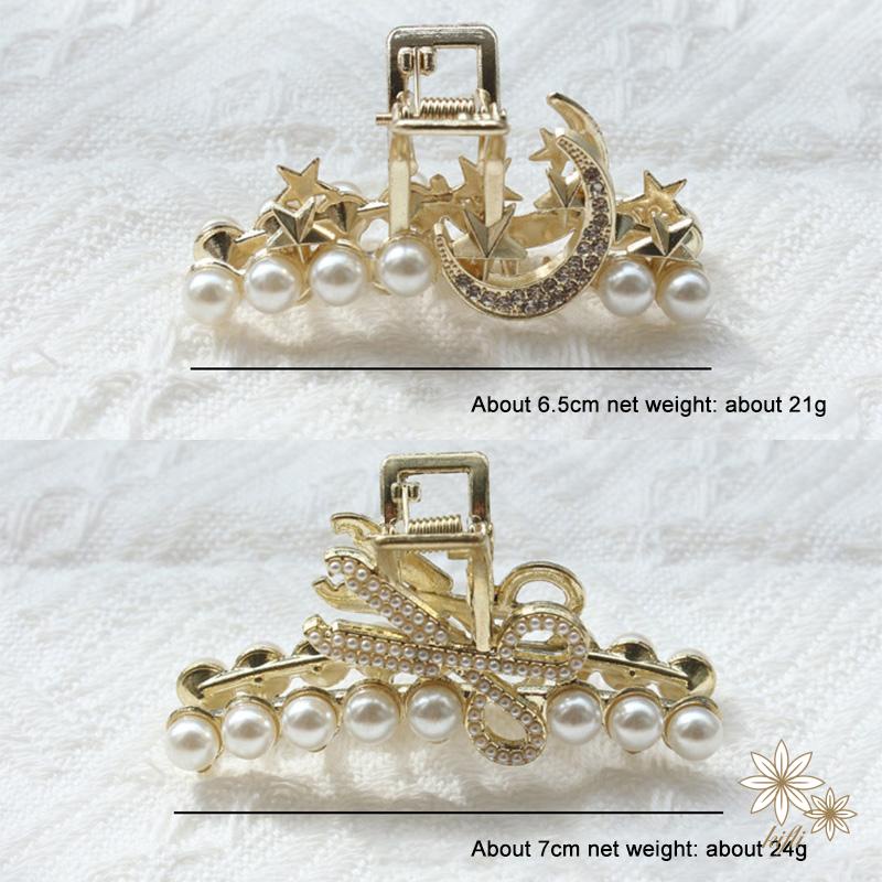 【kifli】Kẹp Tóc Móng Vuốt Hình Cây Kéo Đính Đá Ngọc Trai Dễ Thương Thời Trang Hàn Quốc Cho Nữ Hai