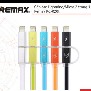 Cáp sạc lightning/micro 2 trong 1 remax rc-020t bảo hành 6 tháng