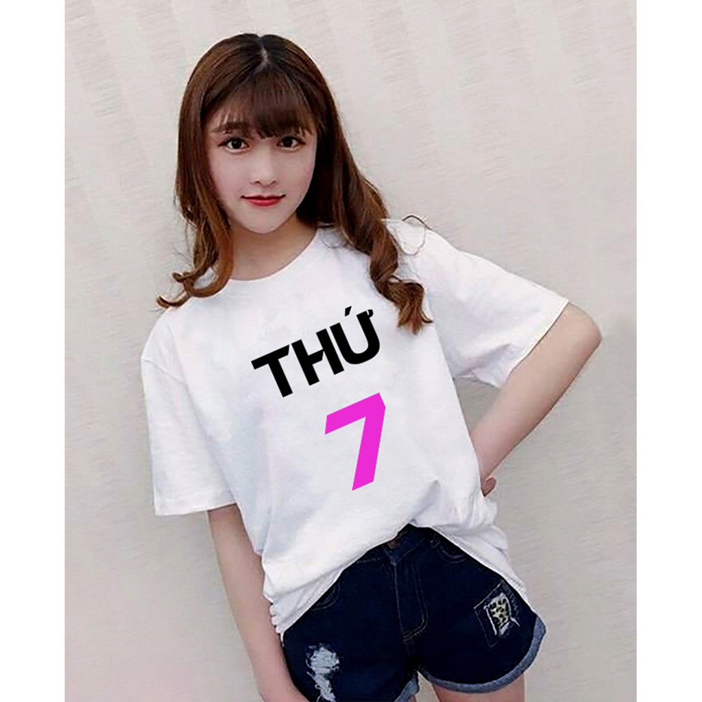 Áo Thun Nữ In Hình Các Thứ Trong Tuần Siêu Hot