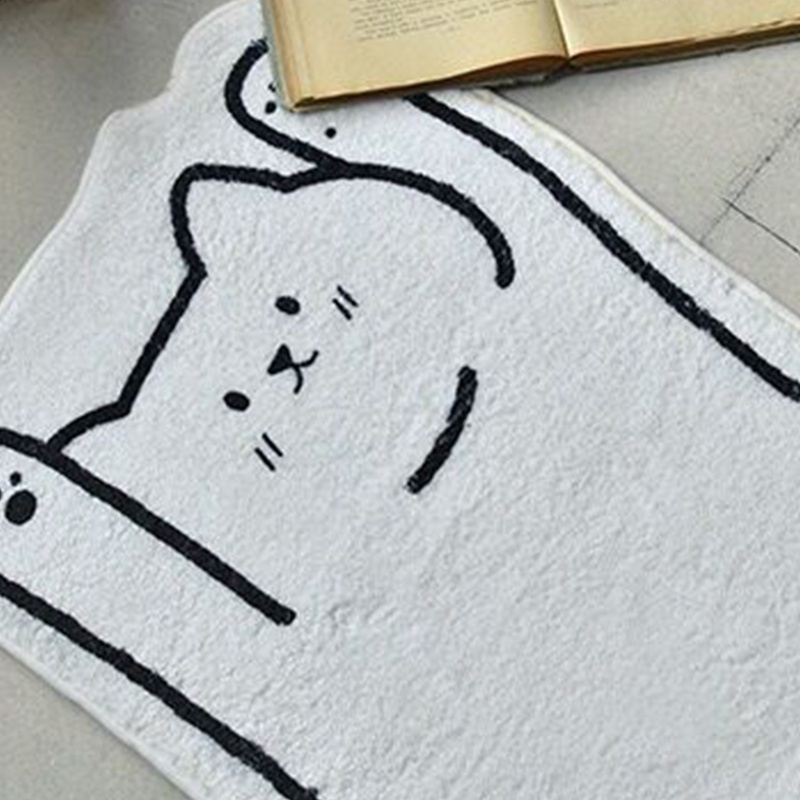 Thảm lót cửa chùi chân Mềm Mại Chống Trượt Phối Ren Họa Tiết Mèo Hoạt Hình Siêu Dễ Thương Dành Cho Phòng Ngủ Trẻ Em
