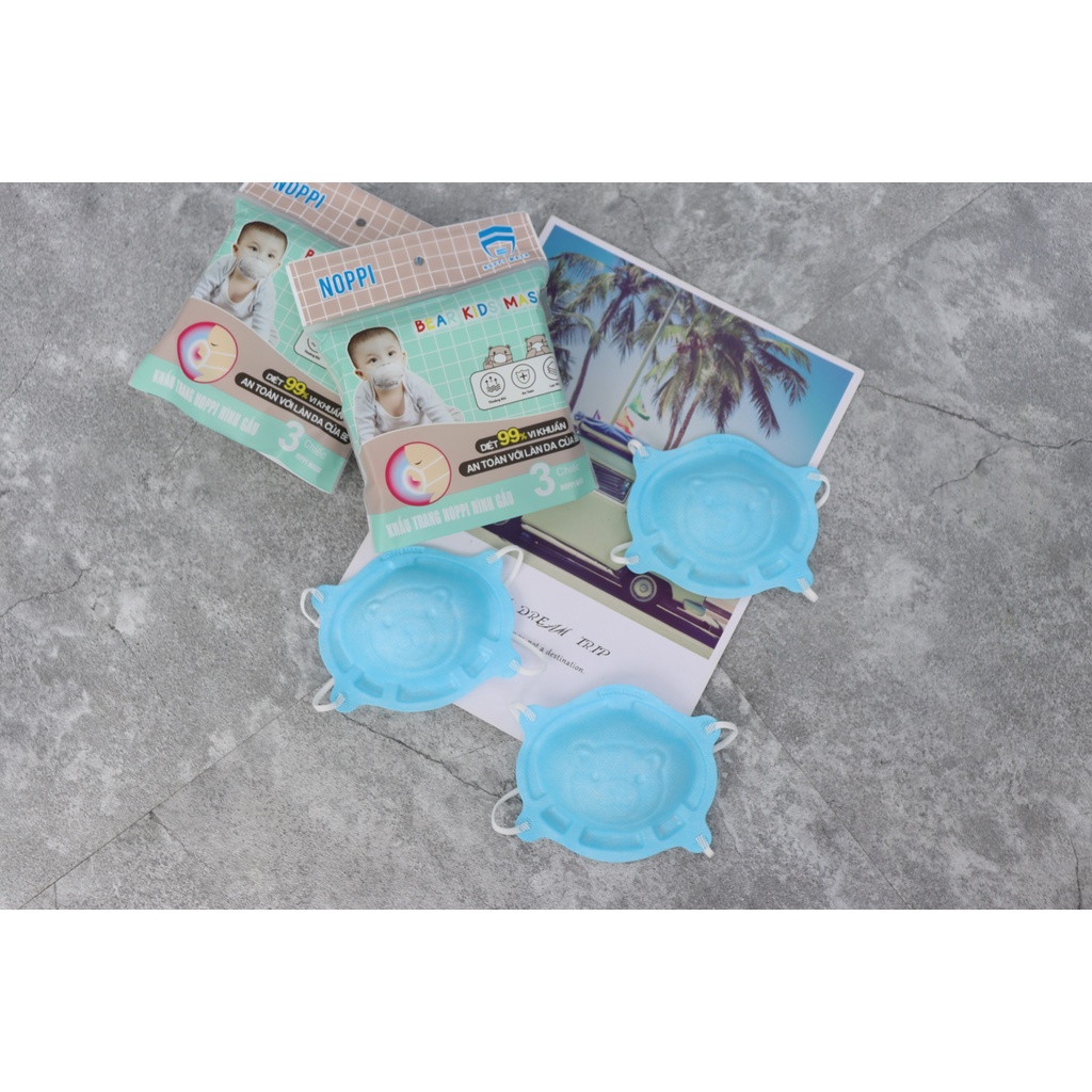Combo 12set khẩu trang gấu cho bé sơ sinh 3D dễ thương NOPPI MASK - Set 3 cái
