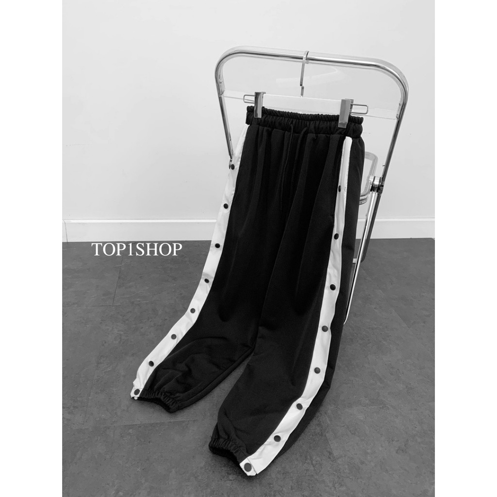 [ĐỘC LẠ] Quần jogger ống rộng line đóng cúc unisex bo chun Basic overszie nam nữ