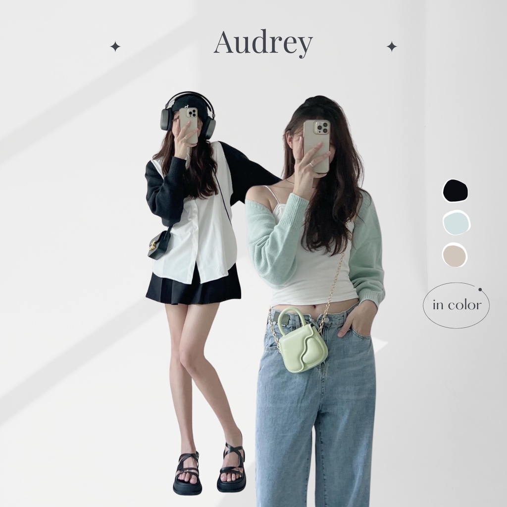 K8104 Áo cardigan croptop dài tay AUDREY chất len mềm nhẹ