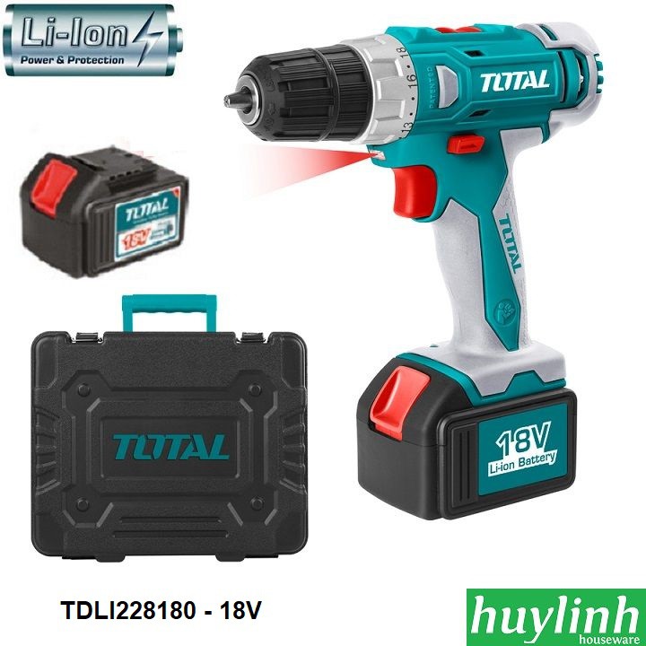 Máy khoan vặn vít dùng Pin Total TDLI228180 - 2 pin Li-ion 18V