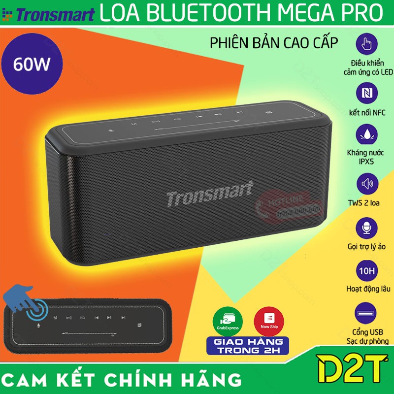 Tronsmart Element MEGA PRO |  CAO CẤP | Loa Bluetooth 5.0 công suất 60W, bass sâu và trầm,điều khiển cảm ứng, TWS 2 loa