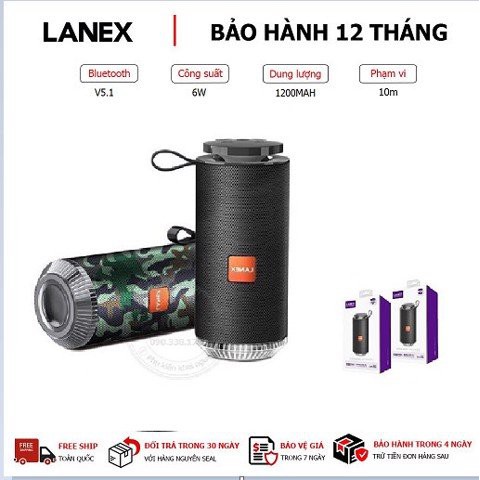 Loa Bluetooth LANEX LSK-W08 Black/Camou Flage (5W, v5.1) âm thanh cực hay bảo hành 12 tháng 1 đổi 1