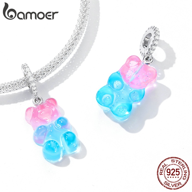 Mặt dây BAMOER SCC2221 bằng bạc 925 hình gấu dễ thương trang trí đồ trang sức