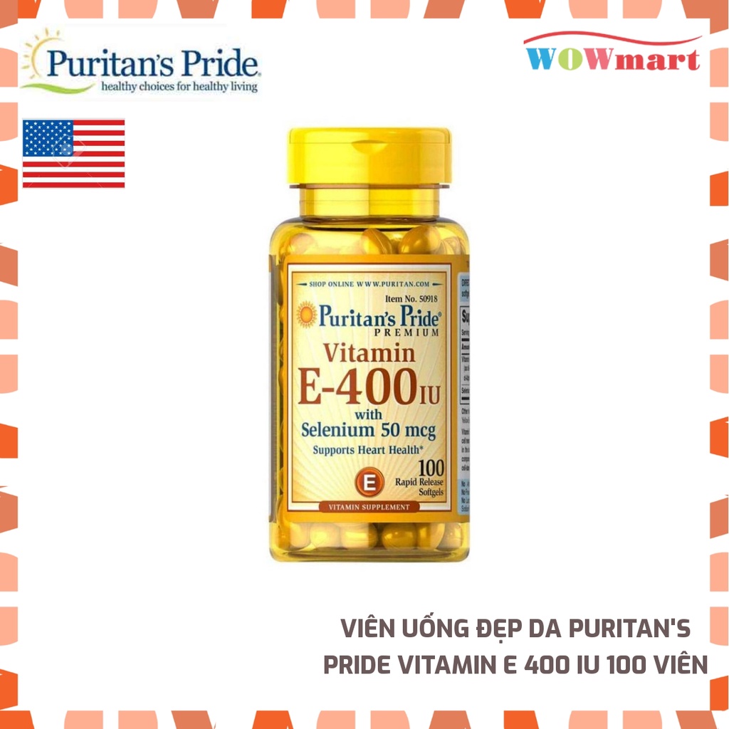 Viên uống đẹp da Puritan's Pride Vitamin E 400 IU 100 viên