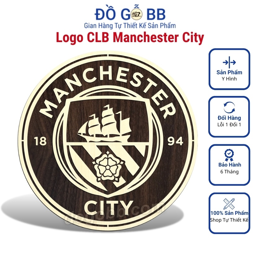 Logo Bóng Đá Logo Manchester City  Decor Trang Trí Treo Tường Bằng Gỗ Bền Rẻ Đẹp - Đồ Gỗ BB