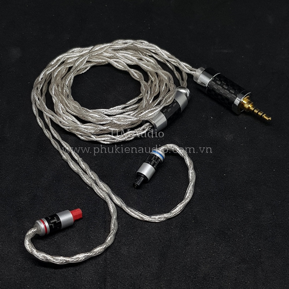 Dây tai nghe đồng mạ bạc 7N OCC Litz 25AWG 1.1mm tết 4 - Connetor IM50/70 A2DC IE80/80s IE40Pro IE100/500 IE300/900 2Pin