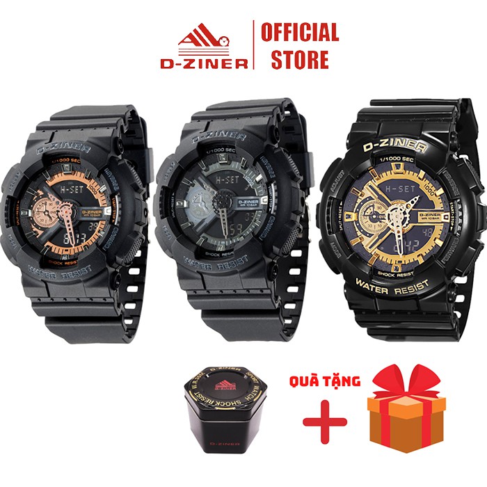 Đồng Hồ Thể Thao Điện Tử Nam D-ZINER 3398 Chống Thấm Nước Đèn Led Xem Giờ Ban Đêm - LINDO