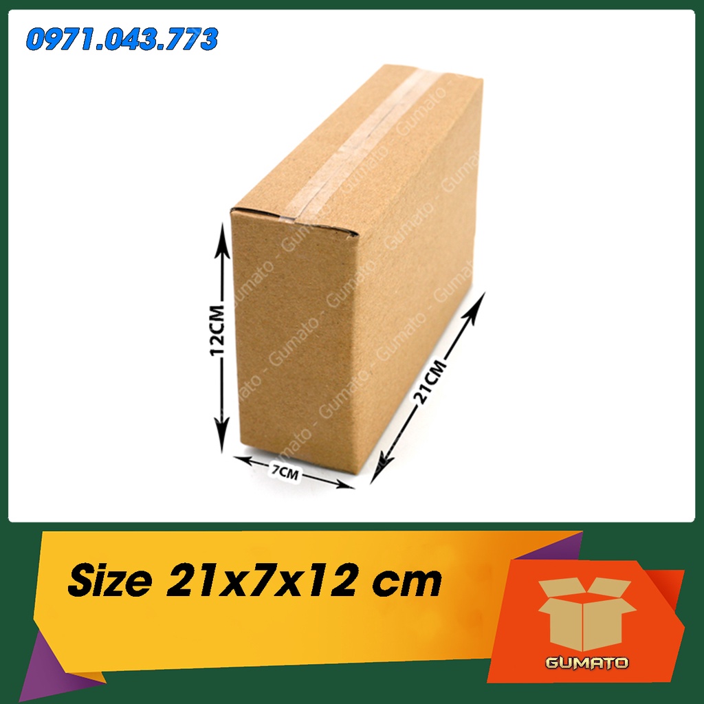 Size 21x7x12 cm, hộp giấy thùng carton gói hàng tại Gumato (Mã số P56)