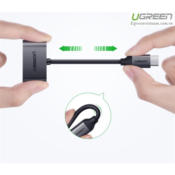 Cáp Chuyển USB Type C ra Audio 3.5mm và USB-C Ugreen 50596 - Hàng Chính Hãng