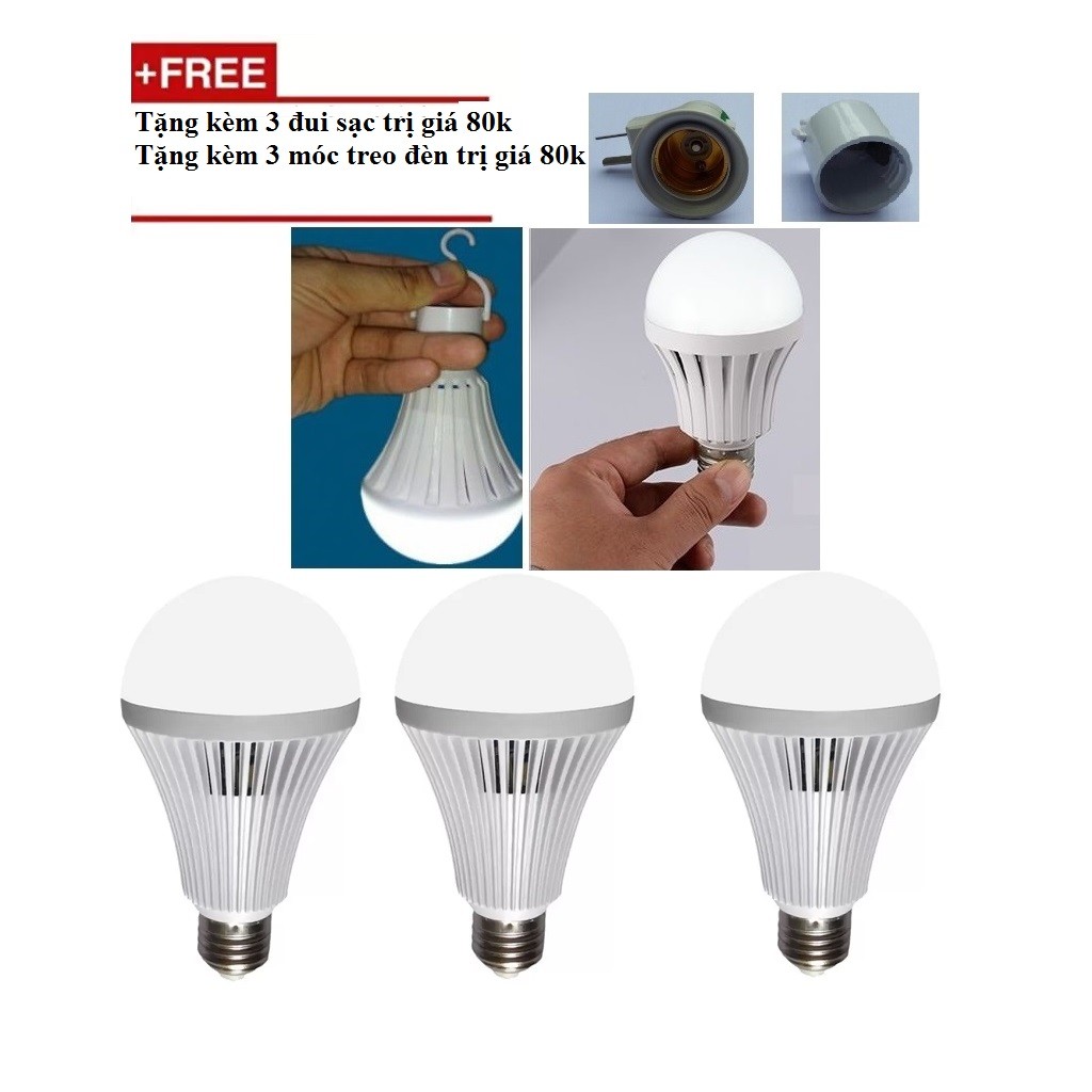 Bộ 3 bóng đèn tích điện thông minh SMARTCHARGE 12W shopaha247
