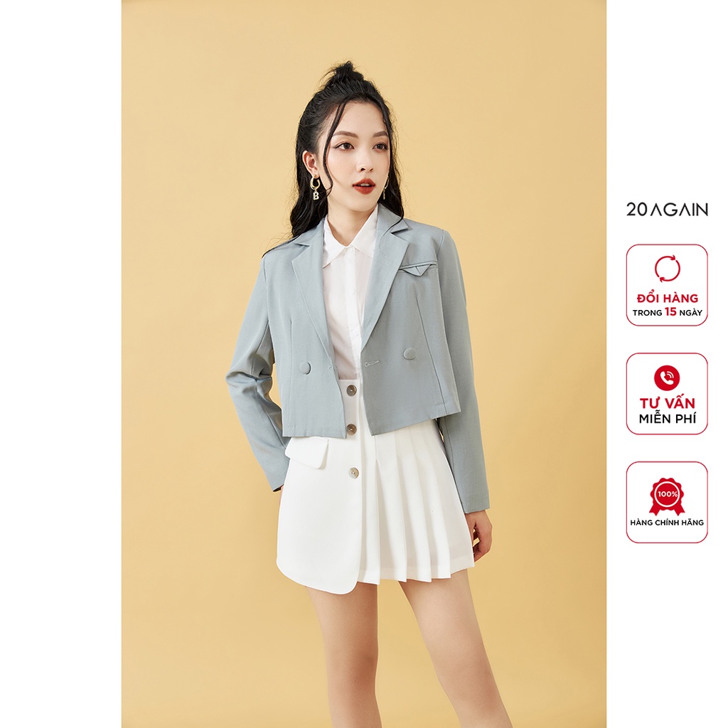 Áo vest nữ dài tay dáng ngắn 20AGAIN, thiết kế thanh lịch, trẻ trung, chất liệu tuýt si cao cấp VBA1825 | BigBuy360 - bigbuy360.vn