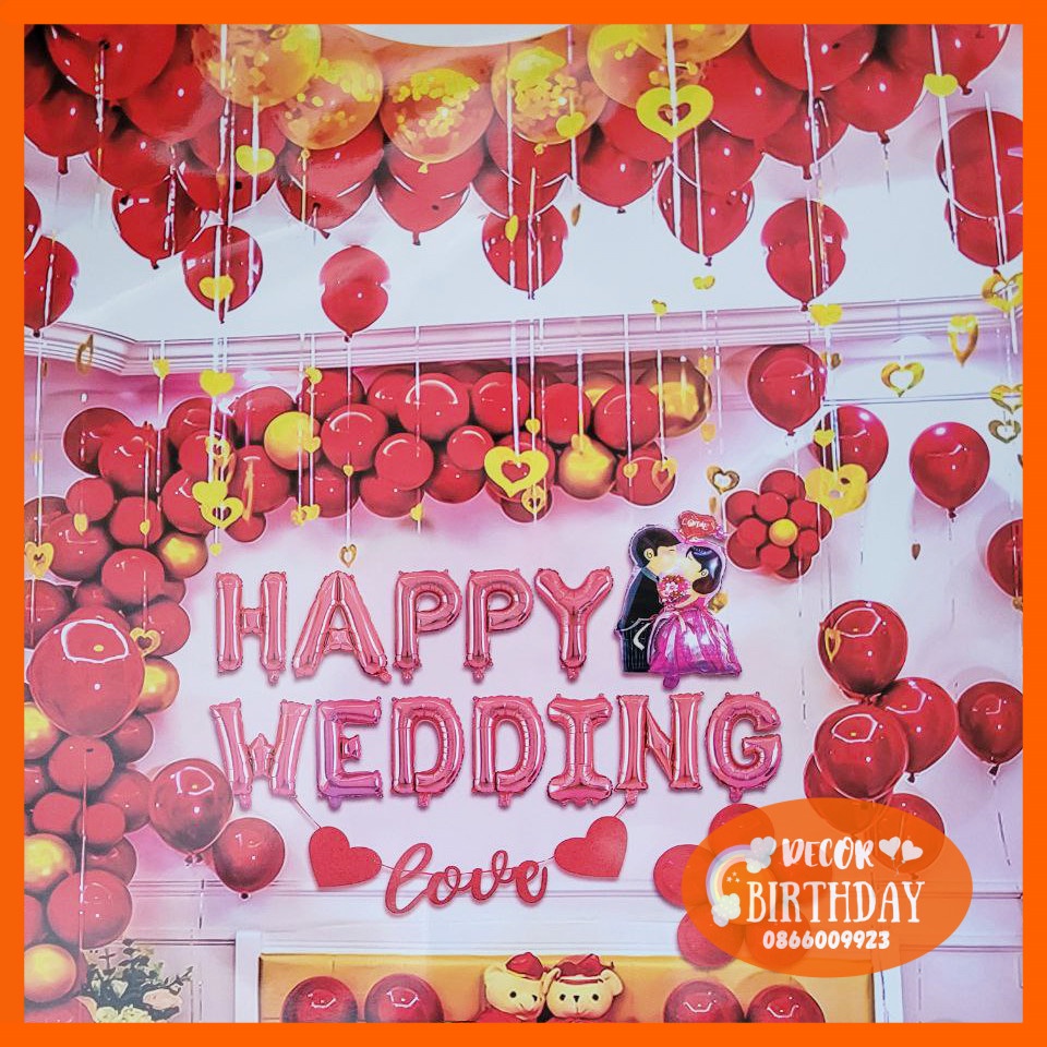 Set Trang Trí Phòng Cưới, Trang Trí Tiệc Cưới Siêu Rẻ CHỈ 149K Đầy Đủ Bóng Như Hình Tặng Kèm Đồ Bơm Băng Dính Bóng