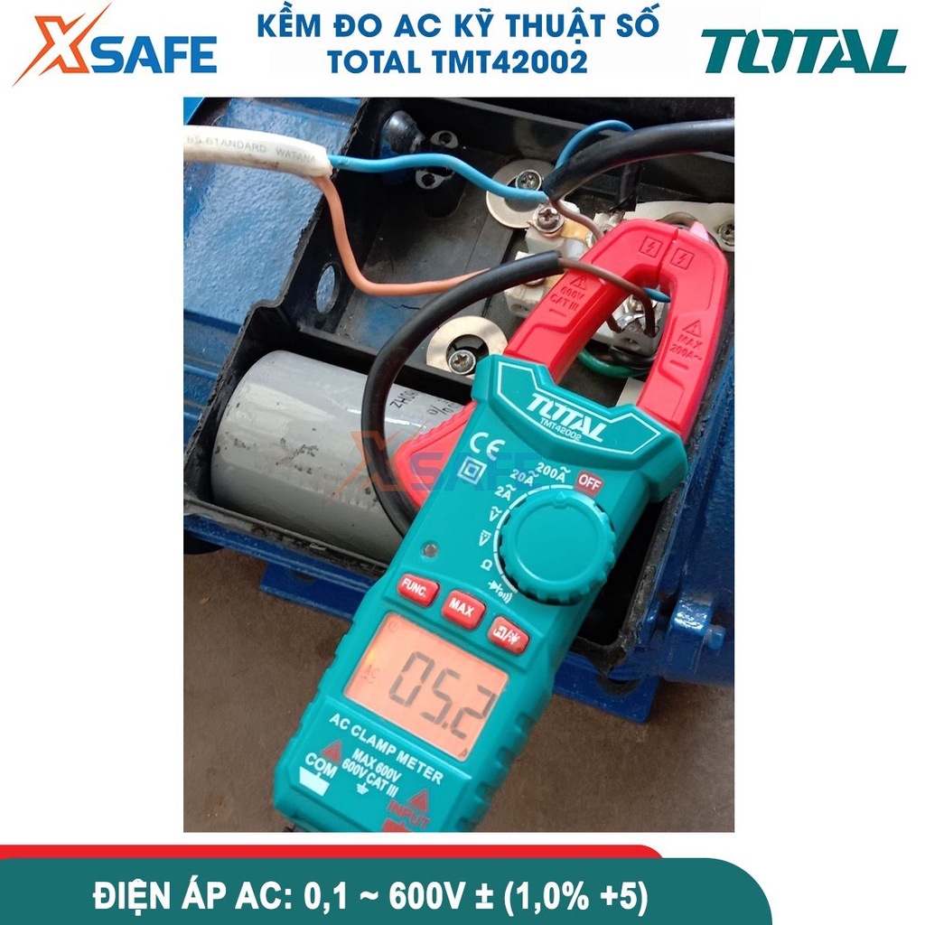 Đồng hồ đo điện ampe kìm AC DC Total TMT42002 kìm đo dòng điện kỹ thuật số 2000 số đếm, ghi nhớ dữ liệu [CHÍNH HÃNG]