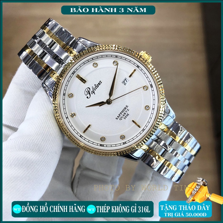 Đồng Hồ Nam Pafolina 5026M dây thép Full Box , Kính Sapphire Chống Xước - Chống Nước 5ATM - Bảo hành 3 năm