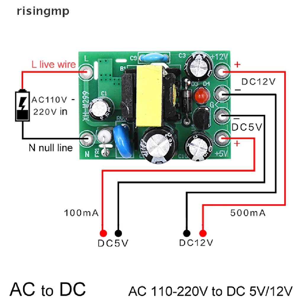 Bảng Mạch Chuyển Đổi AC-DC AC110V 220V Sang DC 12V 0.2A + Mô Đun 5V ♨Trên đó