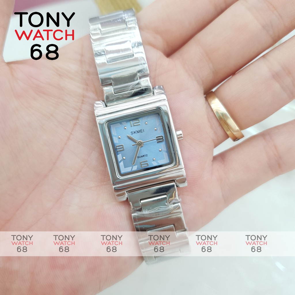 Đồng hồ nữ SKMEI mặt vuông dây kim loại mặt mini sang trọng chính hãng chống nước Tony Watch 68