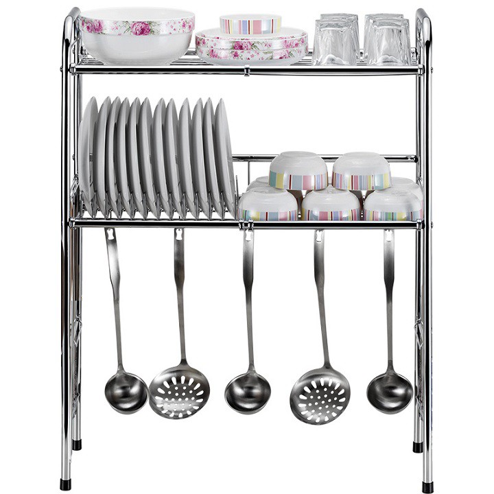 Kệ để bát đĩa inox phía trên chậu rửa 80cm mẫu 2 tầng