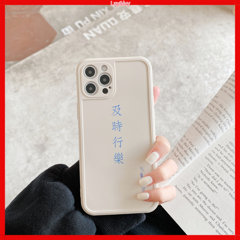 Ốp điện thoại silicon IMD mềm in hình thành ngữ Trung Quốc và chữ Hàn viền thẳng cho iPhone 7/8/X/11 Pro Max/12 Pro Max