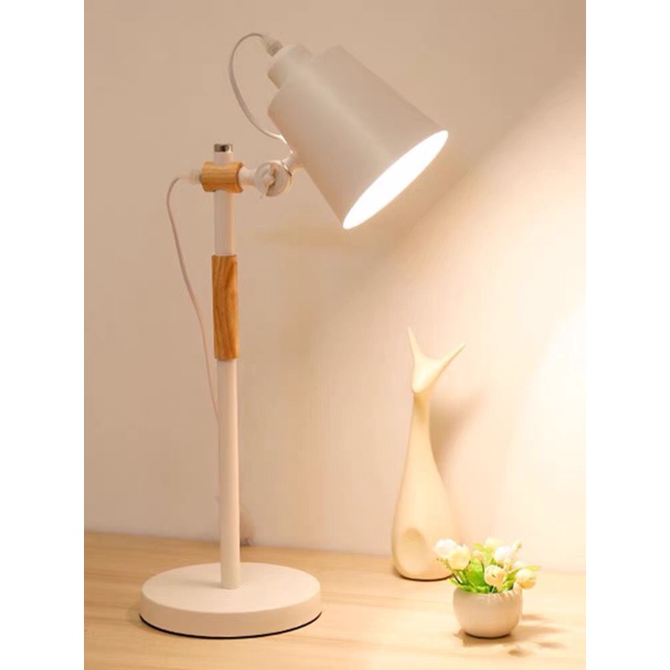 Đèn học,  đèn decor để bàn thân cao màu trắng Vintage đọc sách, làm việc trang trí phòng ngủ
