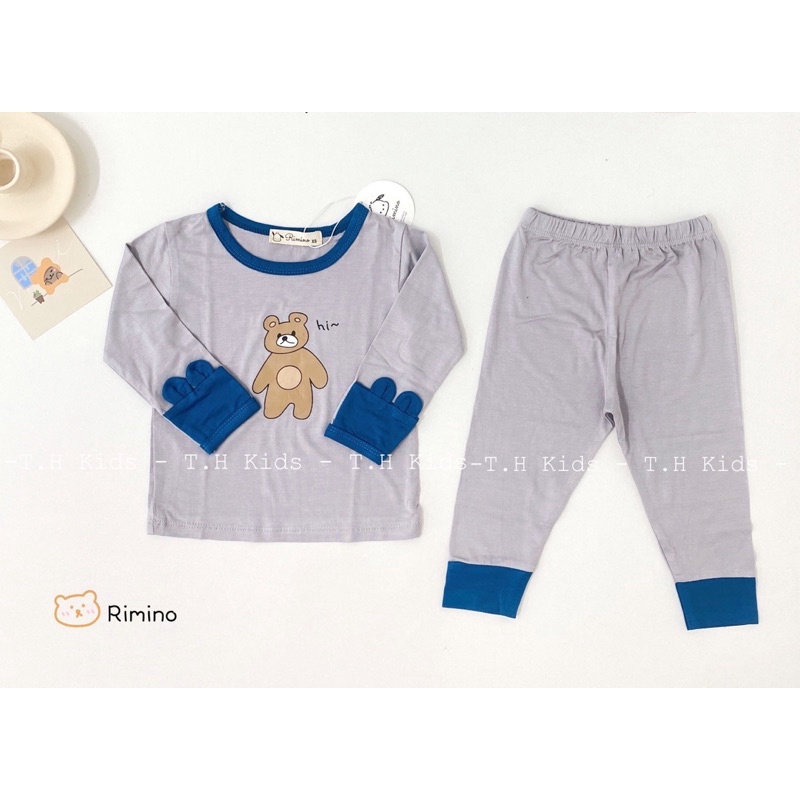BỘ DÀI TAY THUN LẠNH CON GẤU CHO BÉ TRAI/ GÁI (8-18kg)