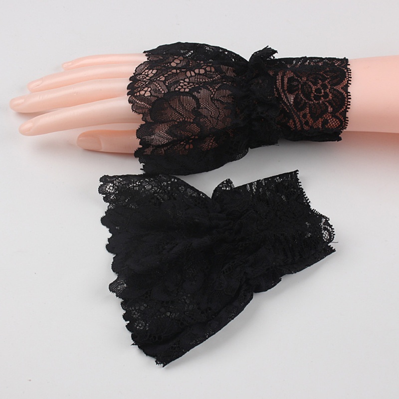 Găng Tay Ren Hoa Một Lớp Hở Ngón Chống Nắng Cho Nữ