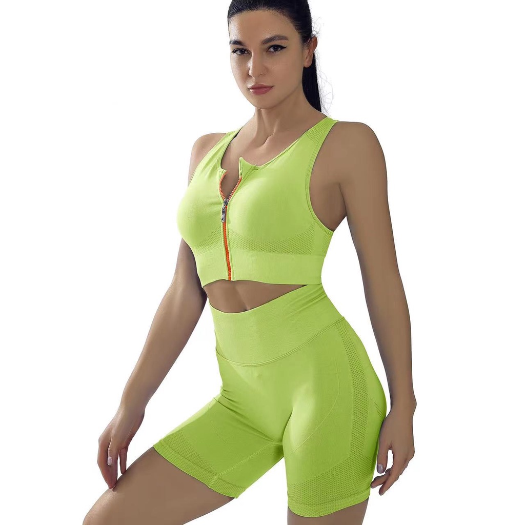Set bộ đùi thể thao tập gym yoga nữ dệt kim cao cấp áo bra kèm mút quần đùi cạp cao chun mông Bin Sport BN059