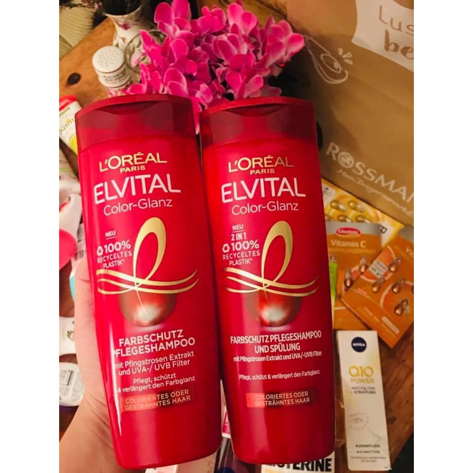 CẶP GỘI XẢ L'OREAL ELVITAL COLOR-GLANZ (DÀNH CHO TÓC NHUỘM)