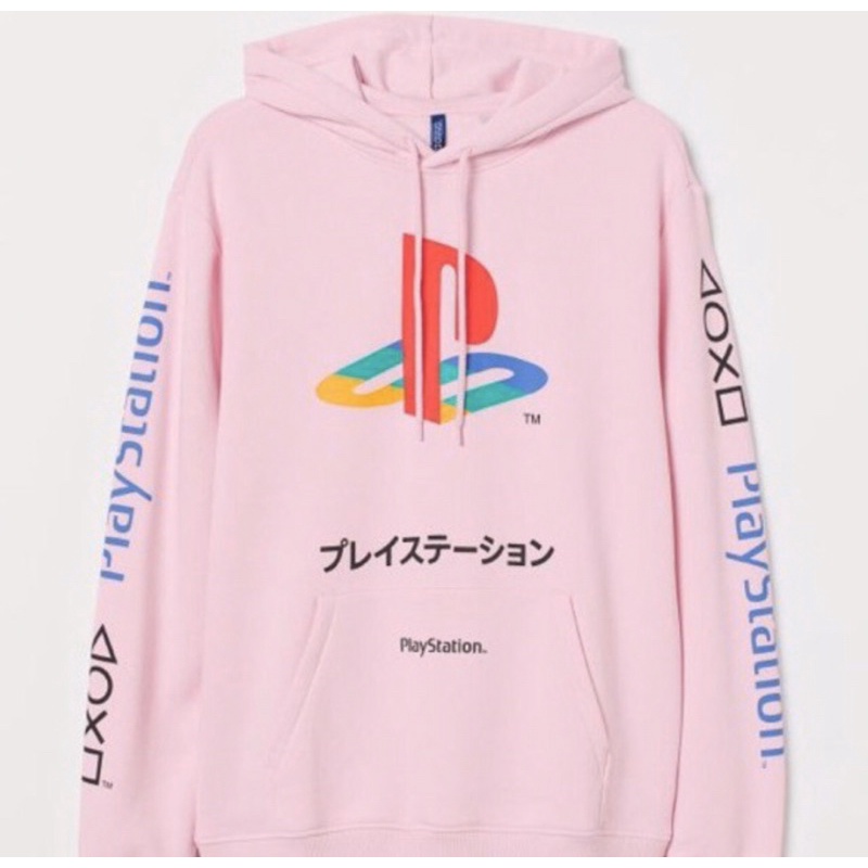 H&M Áo khoác H&M FULL TAG PLAYSTATION GAME PINK HOODIE SWEATER JACKET HNM mới