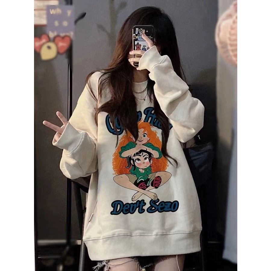Áo sweater Dáng Rộng In Họa Tiết Hoạt Hình Thời Trang Mùa Thu Cho Nam Và Nữ