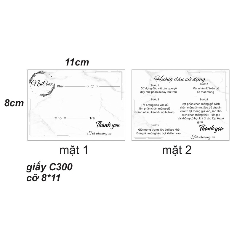 Thẻ Nailbox, bìa cứng làm móng