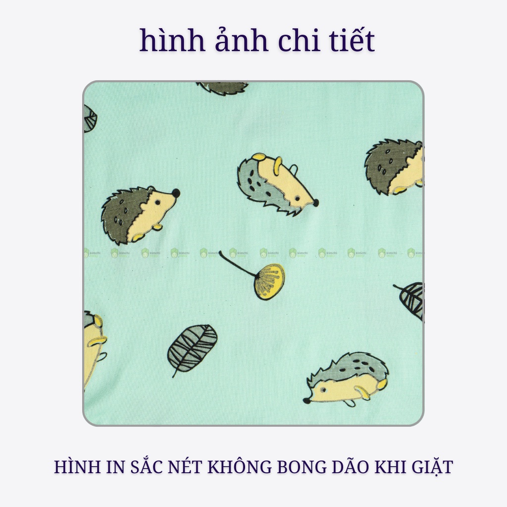 Bộ Cộc Tay Cho Bé Trai, Bé Gái Minky Mom Vải Thun Lạnh Hoạ Tiết Nhím Nâu Cổ Viền, Bộ Quần Áo Trẻ Em Mặc Nhà MKM2214