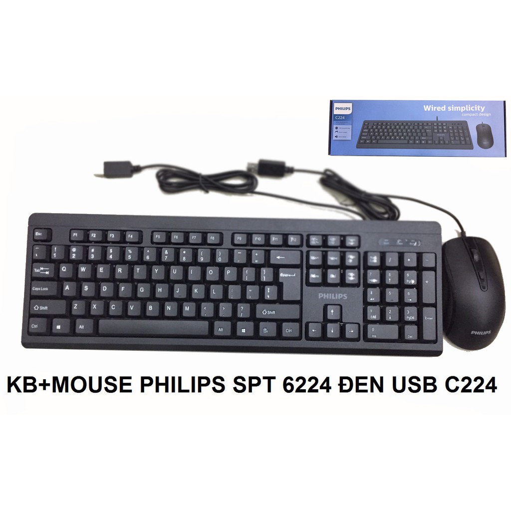 BÀN PHÍM + CHUỘT PHILIPS SPT 6224 (C224) ĐEN USB