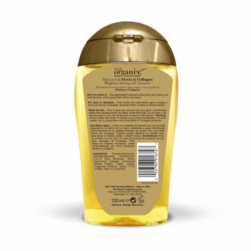 Dầu dưỡng tóc OGX Thick & Full Biotin & Collagen Wightless Healing Oil Treatment 100ml