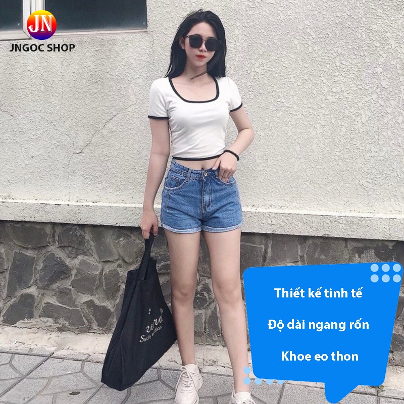 Áo croptop nữ tay ngắn cổ vuông sexy, Áo thun nữ croptop tay ngắn ôm body trẻ trung | BigBuy360 - bigbuy360.vn