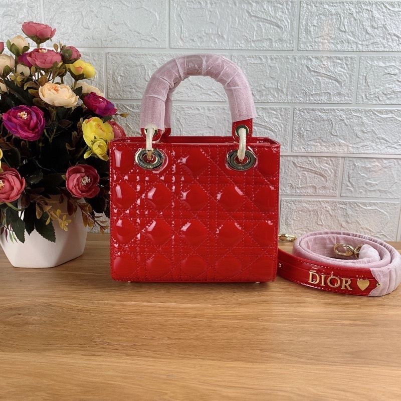 Túi xách Dior lady super màu đỏ da bóng size 20cm