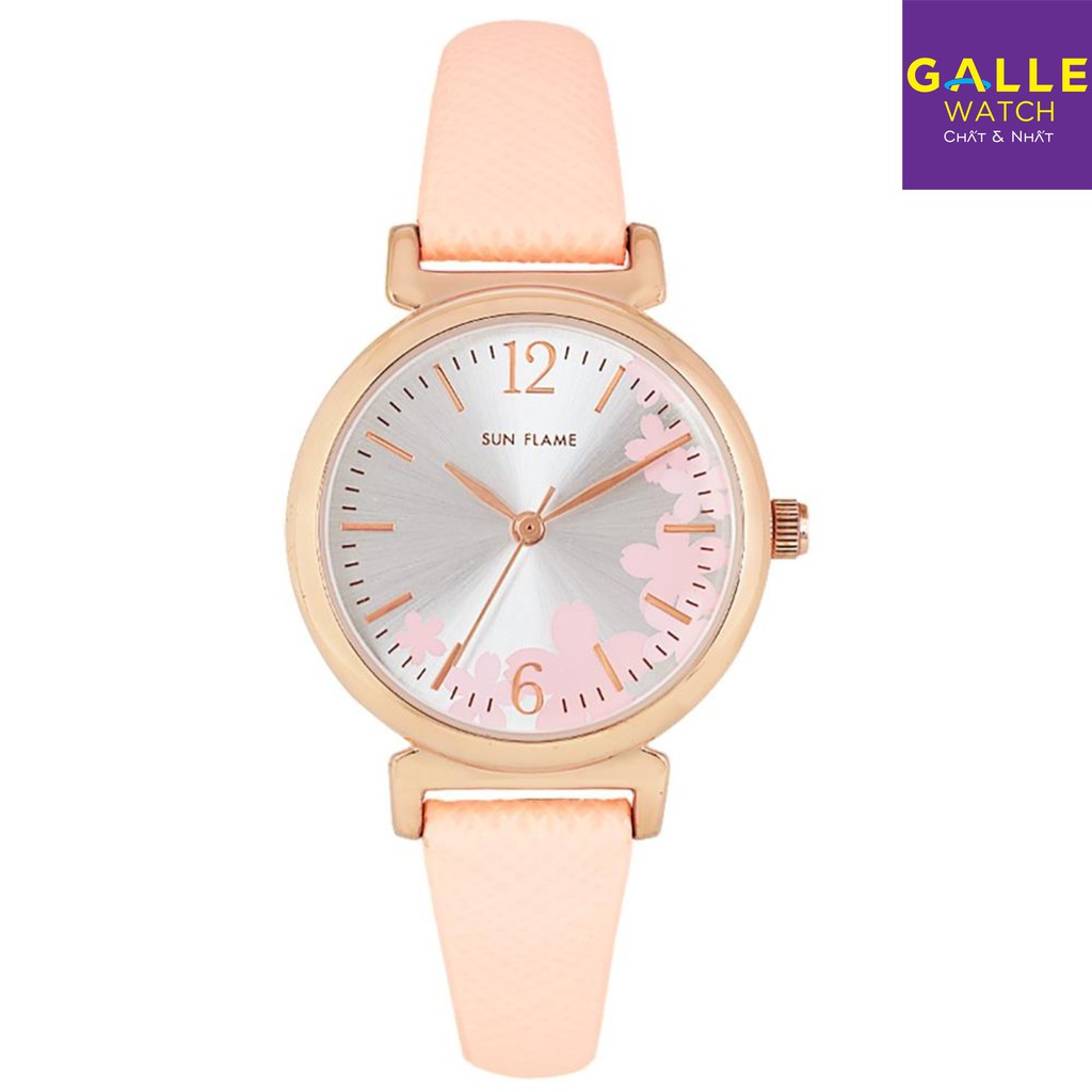 Đồng hồ nữ dây da chính hãng Sunflame MJOE9084 chống nước, mặt số họa tiết hoa anh đào tạo điểm nhấn, xuất xứ Nhật Bản | BigBuy360 - bigbuy360.vn