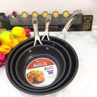 Chảo Inox Chống Dính 3 Đáy Elmich Max A 3760/ 16cm, 3761 /20cm, 3762/ 24Cm Chính Hãng