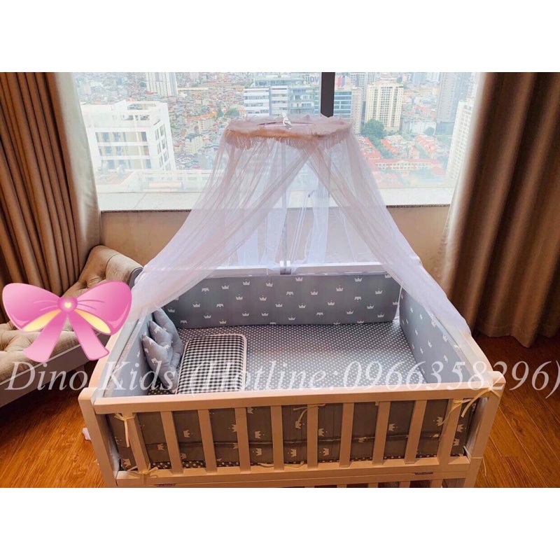 Bộ quây 4 tấm cho nôi cũi chất cotton lụa Hàn
