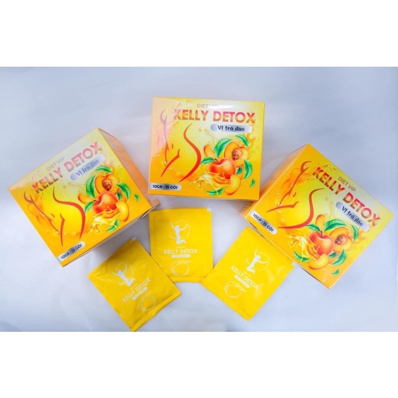 Trà đào/ bi dao giảm cân Kelly chính hãng hộp 15 gói( Tặng kèm vitamin rau củ