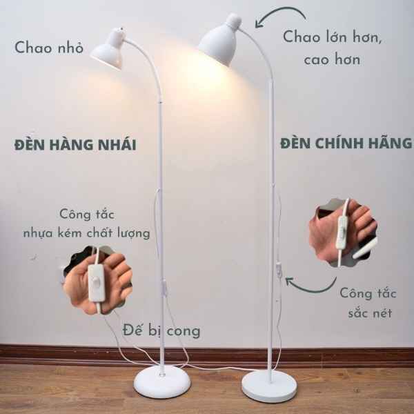 Đèn Cây Đứng Decor Phòng Khách Phòng Ngủ Kèm Bóng Chống Cận 3 Chế Độ Ánh Sáng BẢO HÀNH 6 THÁNG Đèn Đọc Sách Kiểu LERSTA