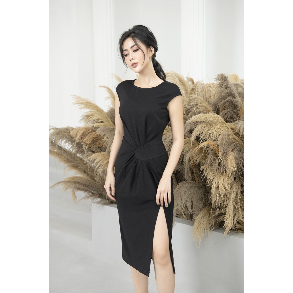 Váy đầm nữ ôm body thiết kế xoắn eo xẻ tà Gemmi fashion, DK8462